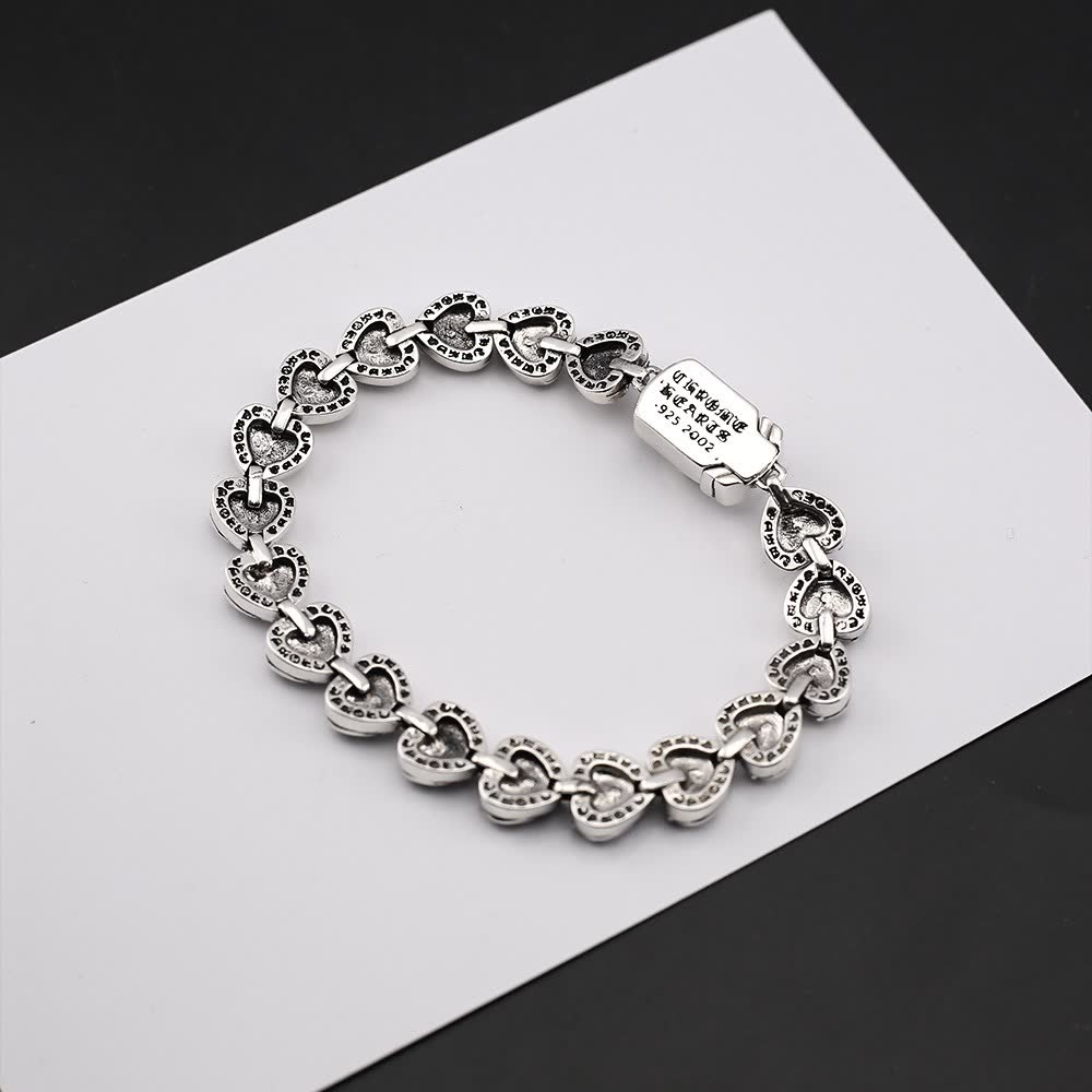 Chrome Hearts Sterling Silver Filigree Heart Bracelet